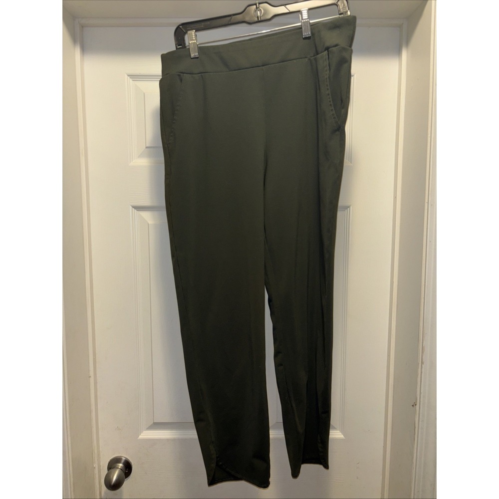 Rachel Zoe Womens Large Pants Hunter Green High‎ Rise Pull On Minimalist Neutral